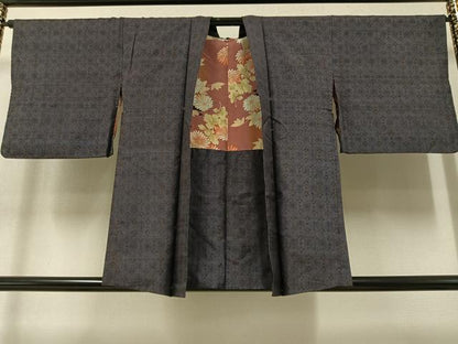 平和屋着物●上質な紬 アンサンブル 花尽くし 正絹 逸品 AAAY5634ph