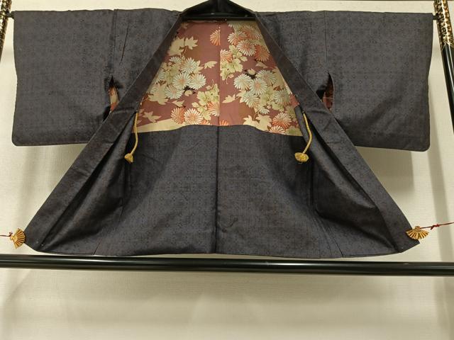平和屋着物●上質な紬 アンサンブル 花尽くし 正絹 逸品 AAAY5634ph