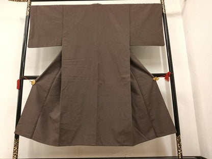 平和屋着物●男性　紬　アンサンブル　赤墨色　正絹　逸品　AAAY5636ph