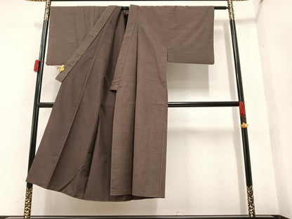 平和屋着物●男性　紬　アンサンブル　赤墨色　正絹　逸品　AAAY5636ph