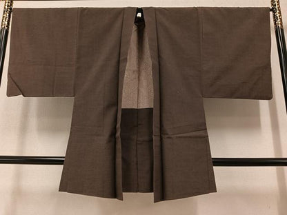 平和屋着物●男性　紬　アンサンブル　赤墨色　正絹　逸品　AAAY5636ph