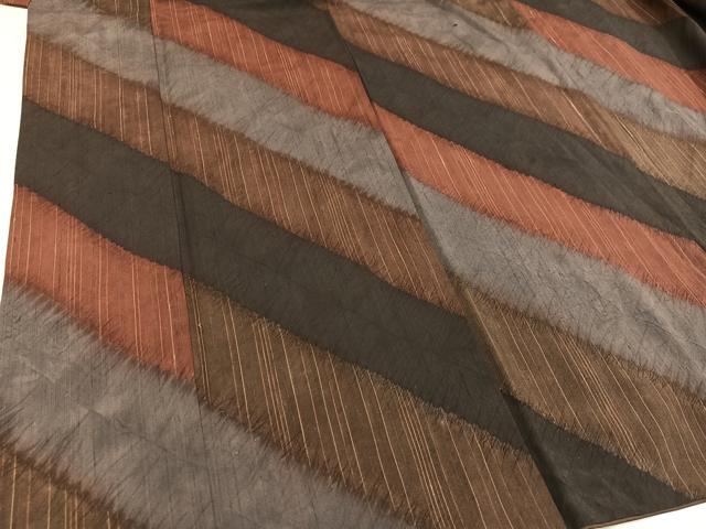 平和屋着物●上質な紬 斜縞 正絹 逸品 AAAY5638ph