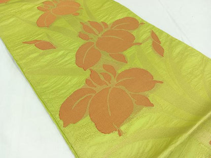 平和屋着物＊夏物　六通柄袋帯　燕子花文　金糸　正絹　逸品　AAAY5773jh