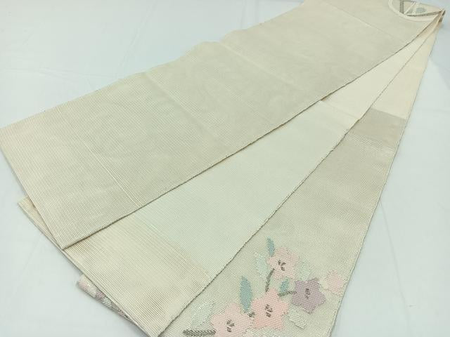 平和屋着物＊夏物　太鼓柄袋帯　飾花文　銀糸　正絹　逸品　AAAY5774jh