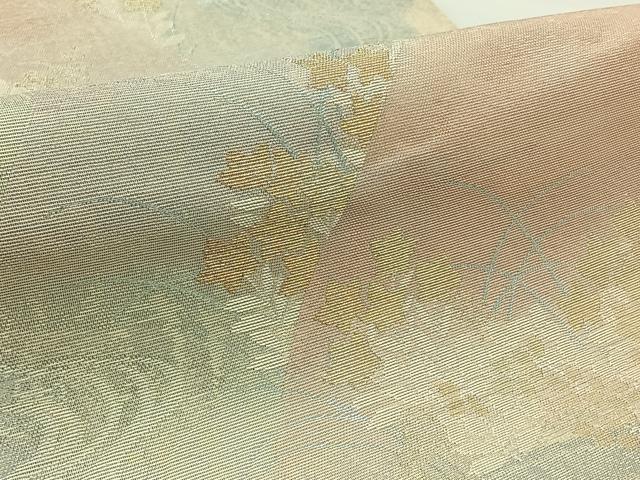 平和屋着物＊夏物　六通柄袋帯　流水風景花文　金糸　正絹　逸品　AAAY5775jh