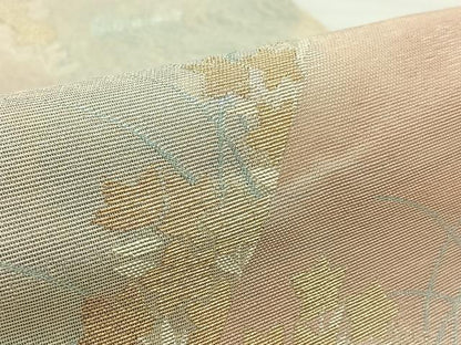 平和屋着物＊夏物　六通柄袋帯　流水風景花文　金糸　正絹　逸品　AAAY5775jh