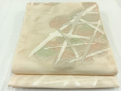 平和屋着物＊夏物　太鼓柄袋帯　籬文　銀糸　正絹　逸品　AAAY5836jh