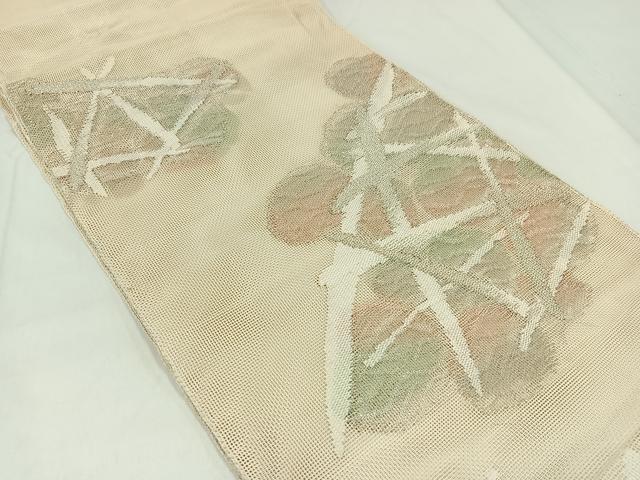平和屋着物＊夏物　太鼓柄袋帯　籬文　銀糸　正絹　逸品　AAAY5836jh