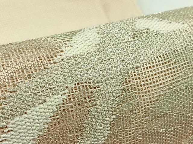 平和屋着物＊夏物　太鼓柄袋帯　籬文　銀糸　正絹　逸品　AAAY5836jh