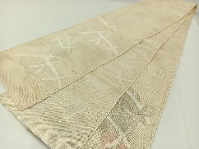 平和屋着物＊夏物　太鼓柄袋帯　籬文　銀糸　正絹　逸品　AAAY5836jh