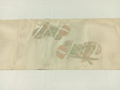平和屋着物＊夏物　太鼓柄袋帯　籬文　銀糸　正絹　逸品　AAAY5836jh