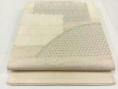 平和屋着物＊夏物　太鼓柄袋帯　籬文　銀糸　正絹　逸品　AAAY5906jh