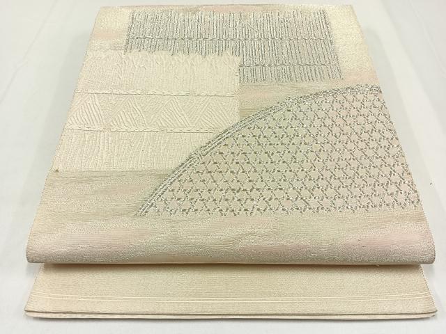 平和屋着物＊夏物　太鼓柄袋帯　籬文　銀糸　正絹　逸品　AAAY5906jh