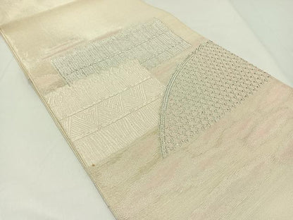 平和屋着物＊夏物　太鼓柄袋帯　籬文　銀糸　正絹　逸品　AAAY5906jh