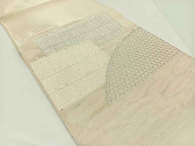 平和屋着物＊夏物　太鼓柄袋帯　籬文　銀糸　正絹　逸品　AAAY5906jh