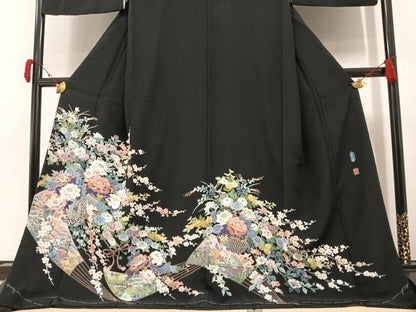平和屋着物●本加賀友禅作家　田崎元人　黒留袖　花車　正絹　逸品　未使用　AAAY5924ph