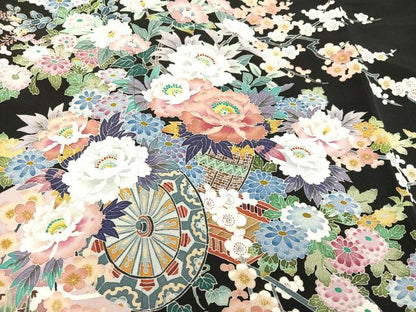 平和屋着物●本加賀友禅作家　田崎元人　黒留袖　花車　正絹　逸品　未使用　AAAY5924ph