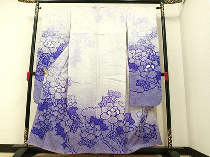 平和屋着物●豪華振袖　総絞り　草花文　正絹　逸品　AAAY5925ph