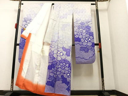 平和屋着物●豪華振袖　総絞り　草花文　正絹　逸品　AAAY5925ph
