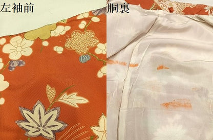 平和屋着物●上質な小紋　駒刺繍　扇面草花文　正絹　逸品　AAAY5927ph