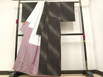 平和屋着物●本場大島紬 カタス7マルキ 斜縞 正絹 逸品 AAAY5928ph