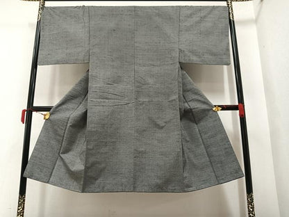 平和屋着物●男性 紬 色無地 灰青色 正絹 逸品 AAAY5936ph