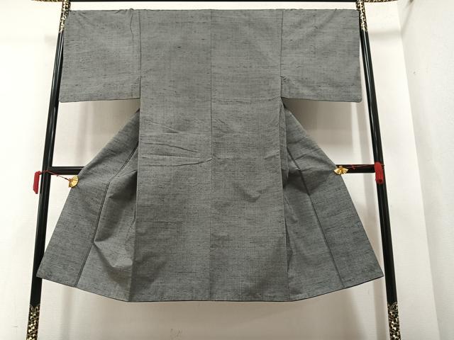 平和屋着物●男性 紬 色無地 灰青色 正絹 逸品 AAAY5936ph