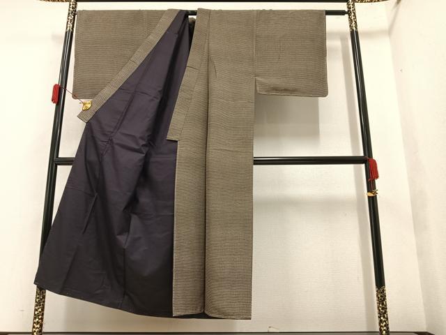 平和屋着物●男性 小紋 幾何学柄 正絹 逸品 未使用 AAAY5943ph