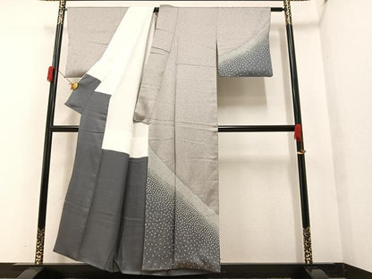 平和屋着物●訪問着　作家物　霞鹿の子文　正絹　逸品　AAAY5974ph