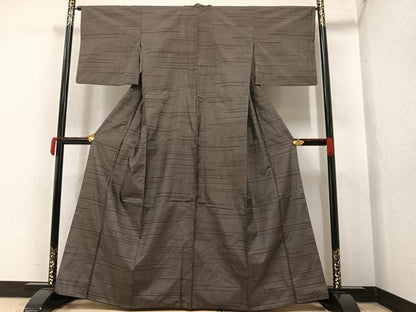 平和屋着物●本場大島紬　カタス7マルキ　段違い文　正絹　逸品　AAAY5978ph