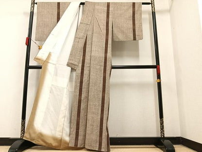 平和屋着物●上質な紬　間道　正絹　逸品　AAAY5981ph
