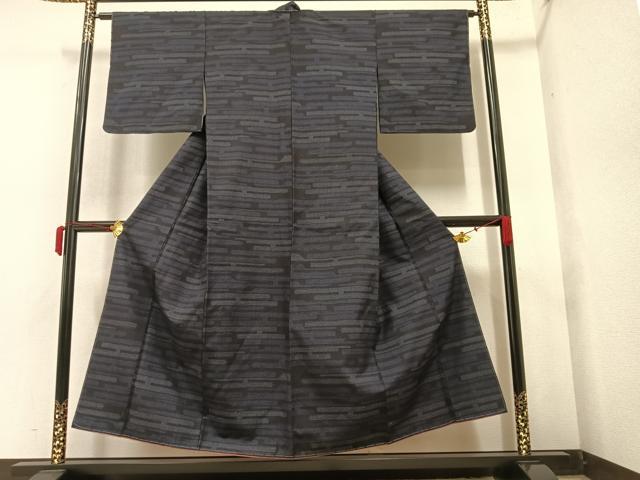 平和屋着物●結城紬 80亀甲 エ霞文 正絹 逸品 未使用 AAAY5990ph