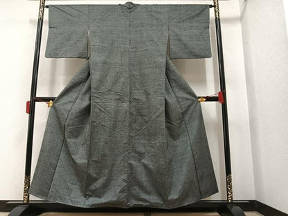 平和屋着物●上質な紬　墨色　正絹　逸品　AAAY5996ph