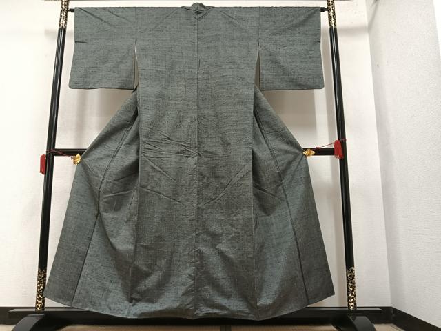平和屋着物●上質な紬　墨色　正絹　逸品　AAAY5996ph