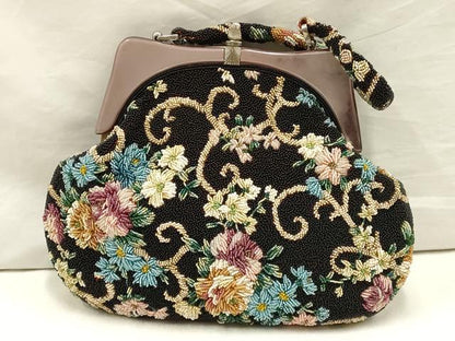 平和屋着物●和装小物　和装バッグ　ハンドバッグ　ビーズバッグ　花柄　逸品　AAAY6066ay