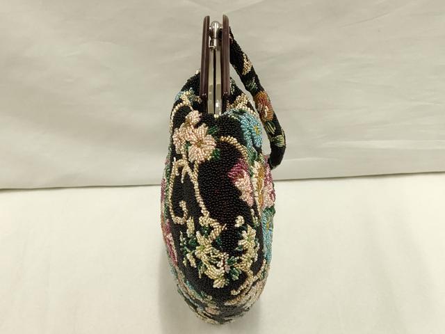 平和屋着物●和装小物　和装バッグ　ハンドバッグ　ビーズバッグ　花柄　逸品　AAAY6066ay