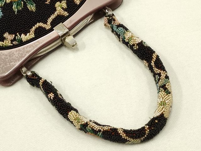 平和屋着物●和装小物　和装バッグ　ハンドバッグ　ビーズバッグ　花柄　逸品　AAAY6066ay