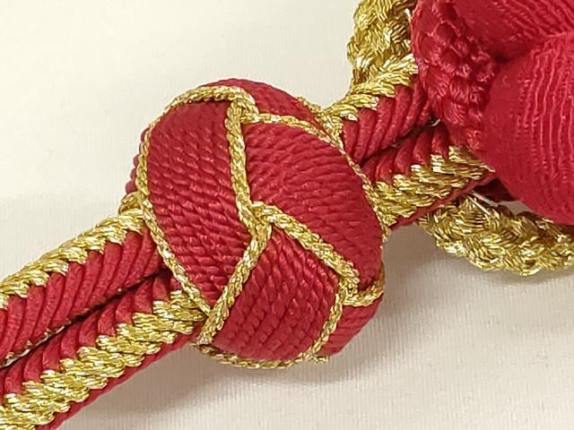 平和屋着物●和装小物　振袖用帯締め　装飾　ちりめん細工　あわじ玉　ビーズ　金糸　撚り房　逸品　未使用　AAAY6090ay