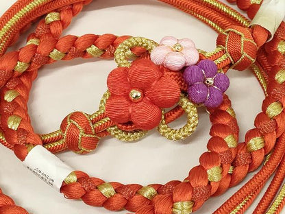 平和屋着物●和装小物 振袖用帯締め 装飾 ちりめん細工 あわじ玉 ビーズ 金糸 撚り房 逸品 未使用 AAAY6091ay