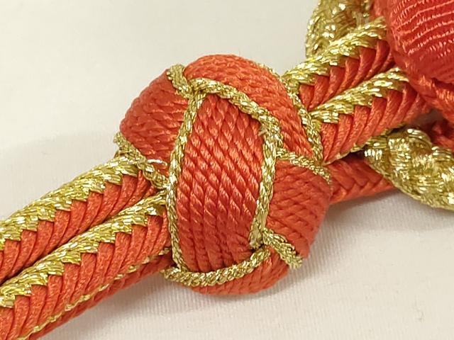 平和屋着物●和装小物 振袖用帯締め 装飾 ちりめん細工 あわじ玉 ビーズ 金糸 撚り房 逸品 未使用 AAAY6091ay