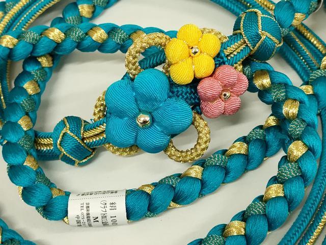 平和屋着物●和装小物　振袖用帯締め　装飾　ちりめん細工　あわじ玉　ビーズ　金糸　撚り房　逸品　未使用　AAAY6092ay