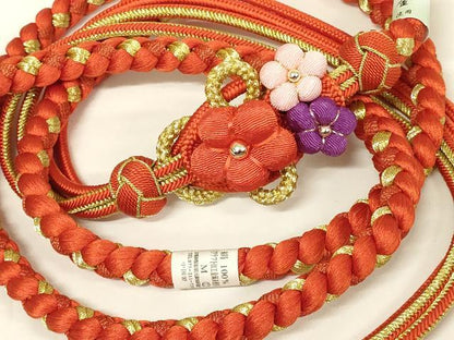 平和屋着物●和装小物 振袖用帯締め 装飾 ちりめん細工 あわじ玉 ビーズ 金糸 撚り房 逸品 未使用 AAAY6093ay