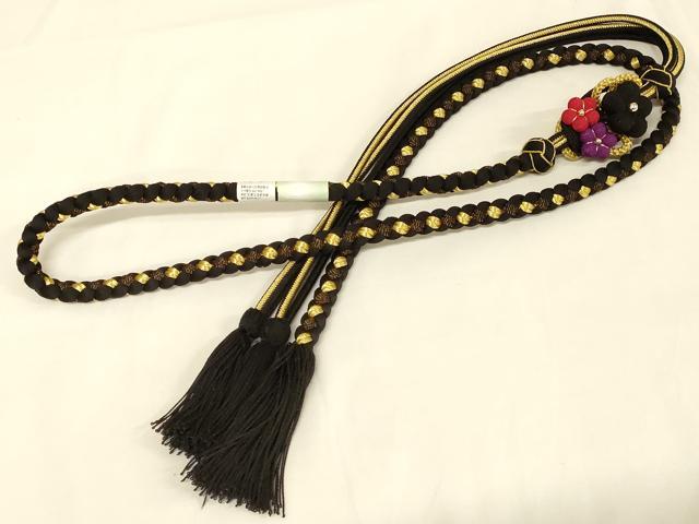 平和屋着物●和装小物　振袖用帯締め　装飾　ちりめん細工　あわじ玉　ビーズ　金糸　撚り房　逸品　未使用　AAAY6095ay