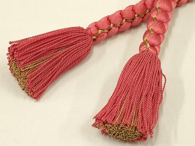 平和屋着物●和装小物　振袖用帯締め・帯揚げセット　総絞り　舞花文　金糸　金彩　撚り房　逸品　AAAY6131ay