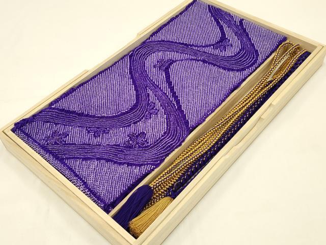 平和屋着物●和装小物　振袖用帯締め・帯揚げセット　総絞り　流水花文　金糸　金彩　撚り房　逸品　AAAY6132ay