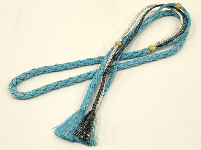 平和屋着物●和装小物　振袖用帯締め・帯揚げセット　総絞り　舞花文　小田巻　金銀糸　逸品　AAAY6135ay