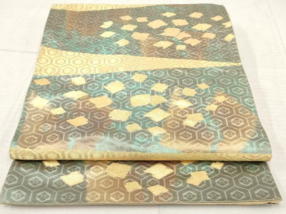 平和屋着物◎六通柄袋帯　箔散らし文様　金糸　引箔　正絹　逸品　AAAY6205sg