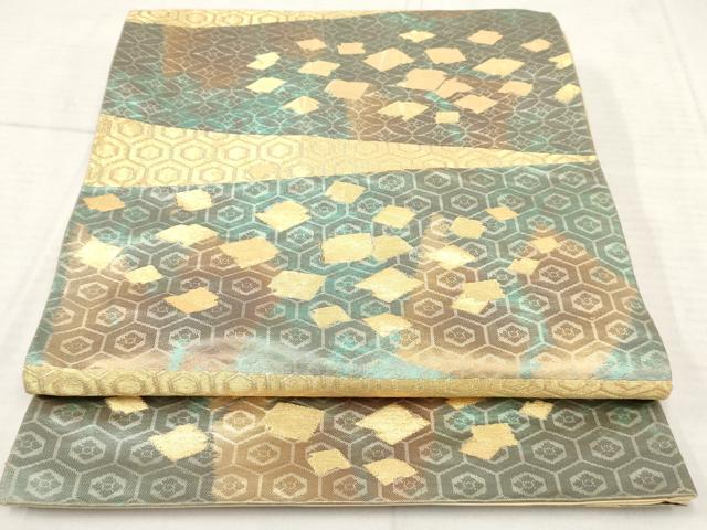 平和屋着物◎六通柄袋帯　箔散らし文様　金糸　引箔　正絹　逸品　AAAY6205sg