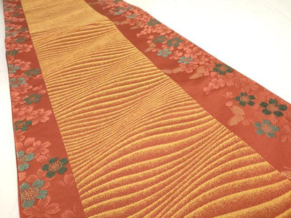 平和屋着物◎六通柄袋帯　唐織　花蝶文　金糸　正絹　逸品　AAAY6217sg