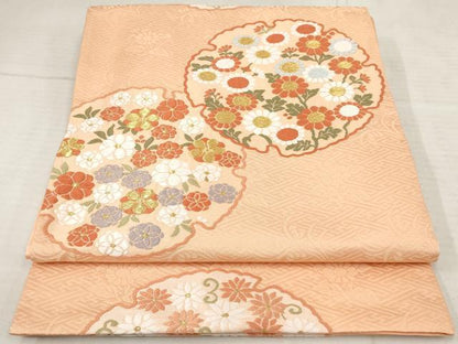 平和屋着物◎六通柄袋帯　唐織　桃山花丸文　金糸　正絹　逸品　AAAY6222sg